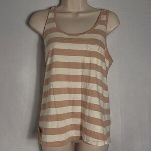 Current/Elliott Tank‎ Top The Freshman Pocket Striped Pink White Women Size 0